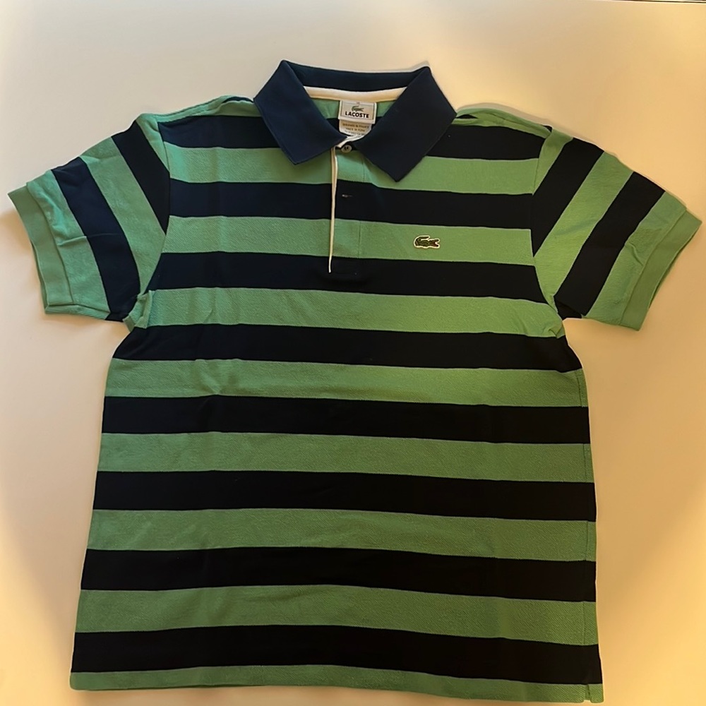 Lacoste Boy’s Blue and Navy Striped Polo